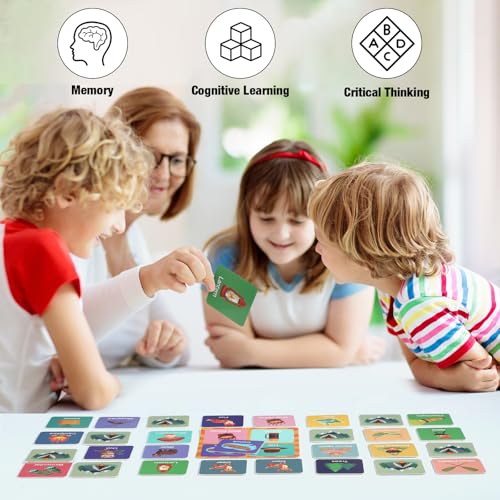 Fuutreo 82 Pcs Memory Matching Games Camping Theme Matching Cards | Camp Theme Memory Game Concentration Cards for Kids Ages 8-12 Match Training Educational Gifts Family Supplies - style: Camping