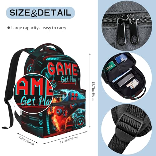 School Backpack for Boys- Video Game Backpacks Boys Backpack for Kids Children Teens Elementary Middle School - Students Bookbag Ages 6-18, Game Bookbag Travel Back Pack - color: Gamepad