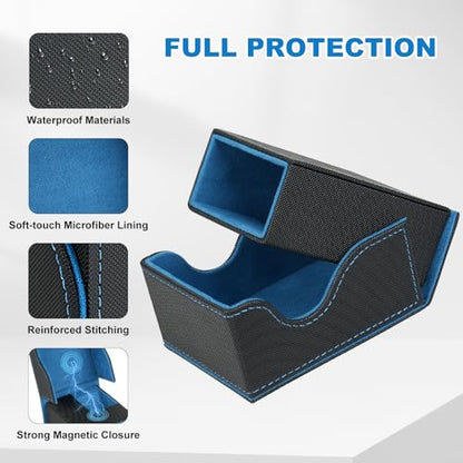 Dice Roller Tower, Magnetic Dice Tray for Rolling, Foldable Leather Dice Organizer Tower Fits for Dungeons & Dragons, MTG DM and Player, Black & Blue - color: Black & Blue, style: Style A