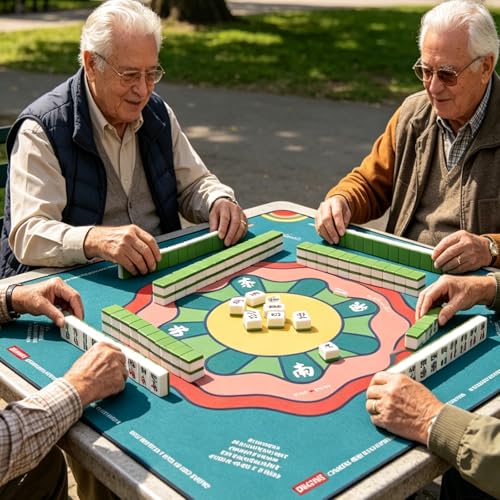 Mahjong Mat with Rule, 31.5x31.5Inch American Mahjongg Table Mat (Aqua) | Anti-Wrinkle&Foldable Neoprene Mahjongg Travel Mat for Table with Learning Rule, Anti-Slip Noise Reduction Includes Carry Bag - color: Aqua