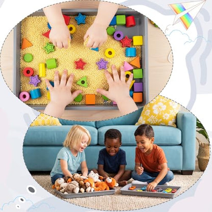 Maitys 15 Pack Plastic Art Trays 12 x 16 Inch Activity Crafts Trays Sensory Tray DIY Projects, Painting, Beads, Jewelry Office Home Organizer Arts and Crafts Supplies(Gray) - color: Gray