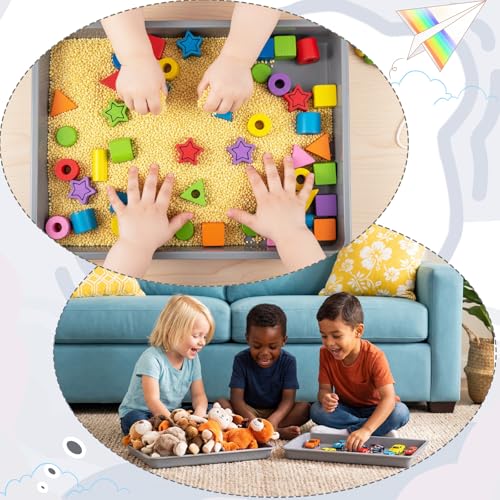 Maitys 15 Pack Plastic Art Trays 12 x 16 Inch Activity Crafts Trays Sensory Tray DIY Projects, Painting, Beads, Jewelry Office Home Organizer Arts and Crafts Supplies(Gray) - color: Gray