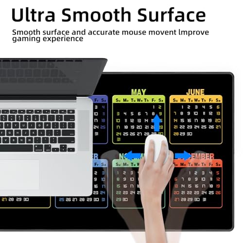 Galdas Gaming Mouse Pad XXL XL Large Long Extended Big Mousepad Non-Slip Rubber Keyboard Mouse Pad with Stitched Edges for Laptop Home Office (2026 Calendar, 31.5 * 11.8) - color: 2026 Calendar