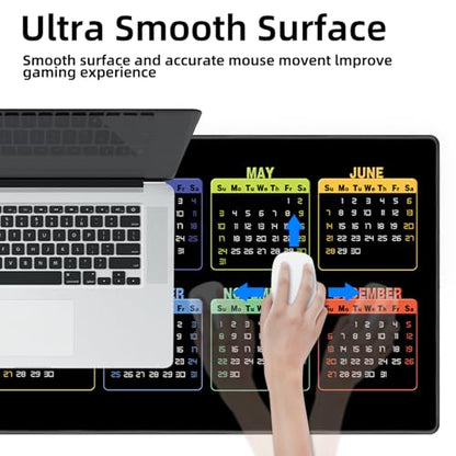 Galdas Gaming Mouse Pad XXL XL Large Long Extended Big Mousepad Non-Slip Rubber Keyboard Mouse Pad with Stitched Edges for Laptop Home Office (2026 Calendar, 31.5 * 11.8) - color: 2026 Calendar