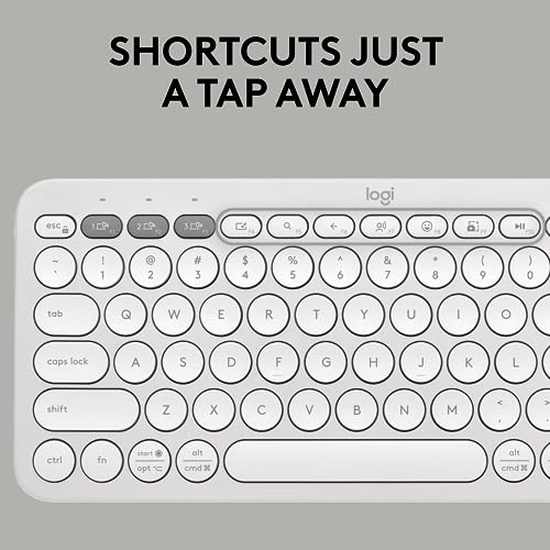 Logitech Pebble Keys 2 K380s, Multi-Device Bluetooth Wireless Keyboard with Customizable Shortcuts, Slim and Portable, Easy-Switch for Windows, macOS, iPadOS, Android, Chrome OS - Tonal White - color: White