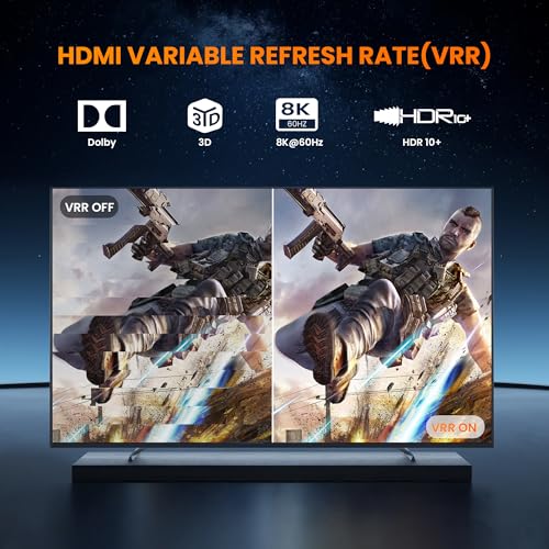 8K HDMI 2.1 Switch 4 in 1 Out, FERRISA 4K@120Hz HDMI Switcher Selector 4 Port with IR Remote Support 8K@60Hz, Auto Switch, HDCP 2.3, HDR 10+, VRR, CEC for Xbox, PS5, Fire Stick, Projector