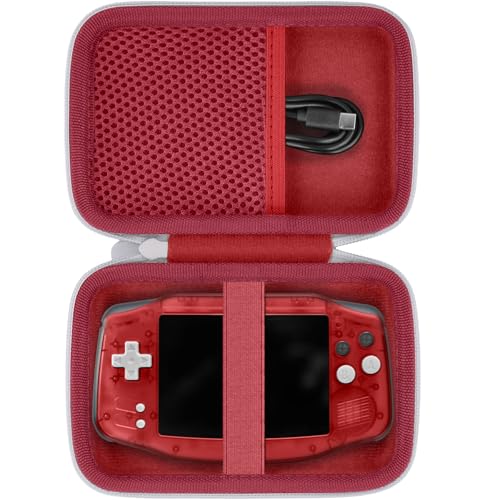 khanka Hard Travel Case for Anbernic RG34XX Handheld Game Console,Red | EVA Hard Shell, Mesh Pocket Accessory Storage, Travel-Ready Portable Storage, Easy Carry Handle, Protective Case Only - color: Red