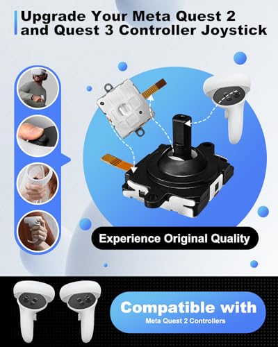 Joystick Replacement Kit for Oculus Quest 2/ 3 Controller, OLCLSS Accessories for Oculus Quest 2 Controller and Meta Quest 3 Controller, Joysticks, Thumbstick, Screwdriver, Tweezer & Pry Tool (13-in-1) - color: White-13-in-1