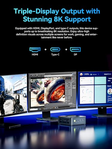 GMKtec M5 Ultra Gaming Mini PC Ryzen 7 7730U (Upgraded 7430U/ 5825U), 32GB RAM 512GB SSD Dual NIC LAN 2.5GbE Desktop Computers, Triple 4K Display, WiFi 6E, USB-C, BT 5.2, DP, HDMI 2.0 - size: R7 7730U 32GB DDR4 + 512GB