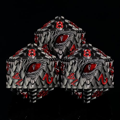 1 die Metal D20 DND Dice - Dragon Scale Metallic 20 Sided Giant Polyhedral Dice,35mm Large Dragon Eye Metal D&D Dice for Dungeons and Dragon Tabletop Game(Black Dragon Scale) - color: Black Dragon Scale