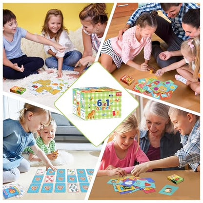 Card Games for Kids, Go Fish,Old Maid,Memory Match,Slap Jack,Crazy 8s,War-6 Pack Classic Fun & Educational Games for Family Game Night,Great Gift for Birthday Christmas Holiday Easter Basket Stuffers