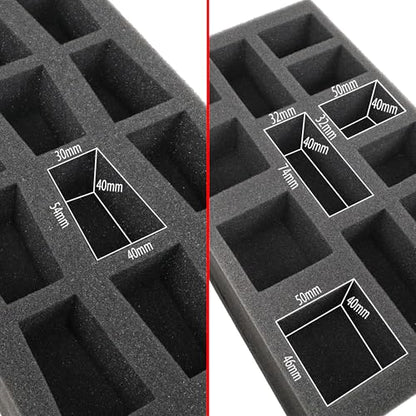 ENHANCE Wide Base Miniature Satchel - Compact Storage & Carrying Case for DnD Miniatures with Strap, 3 Foam Trays (2 Pre-Cut and 1 Pick & Pluck Tray) - Fits Minis 25mm to 40mm (Small - Wide Base) - size: Small (25 Slots), style: Wide Base Minis