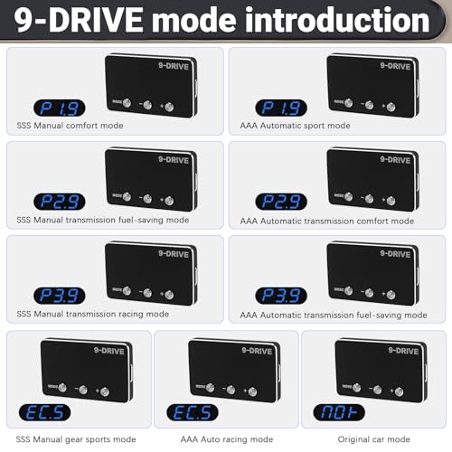 Throttle Response Controller 9 Drive Mode, 9 Drive Throttle Controller Automotive Electronic Acceleration Controller Compatible with Dodge Challenger Ram Cherokee KK Wrangler JK Maserati Ghibli