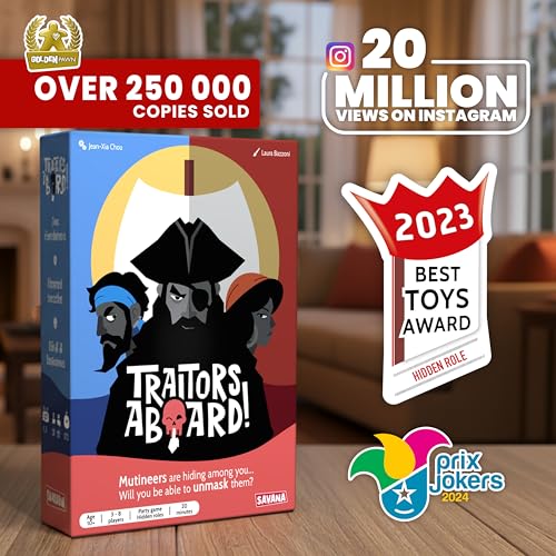 SAVANA Traitors Aboard - Award Winning Secret Identity Party Game - Fun, Bluffing and Betrayal | Easy to Learn, 15-Minute Round | Popular Games for 3-8 Players - Ages 10+