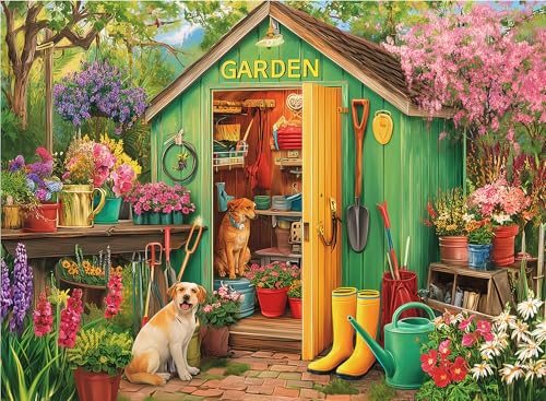 500 Piece Puzzle for Adults – Garden and Dog Jigsaw Puzzle for Adults & Seniors – Eco-Friendly Recycled Paper – Fun & Challenging Family Game Gift for Friends and Family (20.5 x 15 in) - style: Garden Dog