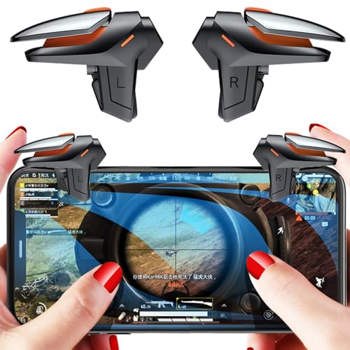 PUBG Mobile Game Triggers, High Sensitive Shoot Aim Gaming Controller Gamepad Grip Joysticks Buttons, Support iOS/Android Smartphone - color: 4 Finger Operation