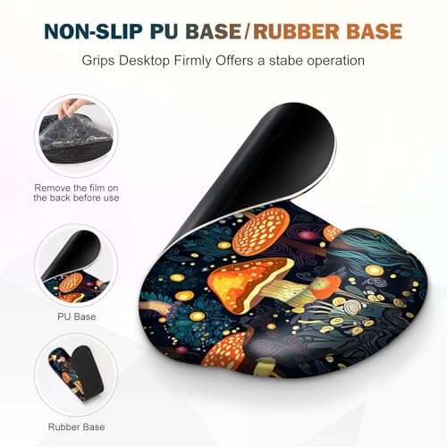 Gaming Mouse Pad, Large Desk Mat Cute Desk Pad Protector, 4in1 XXL Mousepad | + Keyboard Wrist Rest+Mouse Wrist Rest+Coaster Set with Ergonomic Desk Pad for Home Office Table Computer, Lovely Mushroom - color: Lovely Mushroom