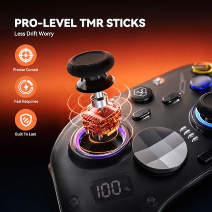 Aolion gaming K30 TMR Wireless Gaming Controller for Switch, PC, iOS & Android, TMR Joysticks (No Drift), Hall Effect Triggers, Switchable ABXY Buttons, Back Buttons & RGB Lighting - color: Black