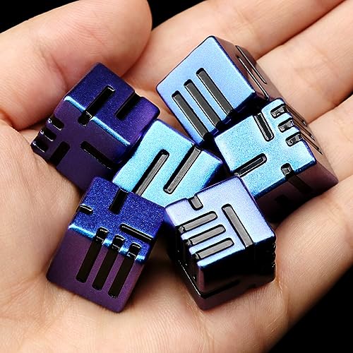 FONVGOGO Line Metal D6 Dice 16mm, Die 6 Unique Dice Set Great for DND RPG Dungeons and Dragons (D6 Dazzle Black) - color: D6 Dazzle Black