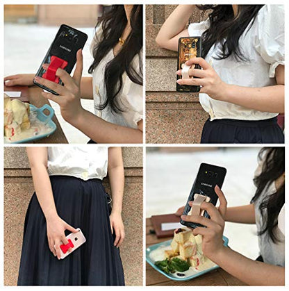 Universal Phone Grip for Smartphones - Phone Holder for Hand for Back of Phone - Wireless Charging Compatible (Black Red) - 2Pack - color: Black Red