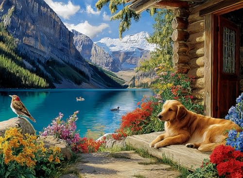 500 Piece Landscape Puzzle for Adults – Dog Jigsaw Puzzle 500 Pieces for Adults Seniors – Eco-Friendly Recycled Paper – Fun & Challenging Family Game Gift for Friends and Family (20.5 x 15 in) - style: Landscape Dog