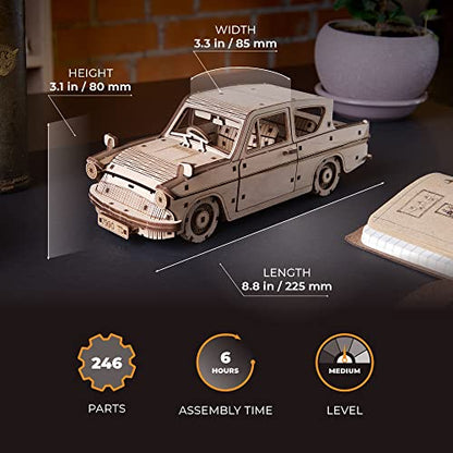 UGEARS Wooden 3D Puzzles for Adults - Flying Ford Anglia Harry Potter Puzzle 3D – Harry Potter Flying Car Building Kits for Adults DIY Model Kit with Spring Drive - style: Flying Ford Anglia