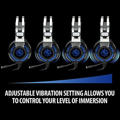 ENHANCE Scoria USB Gaming Headset with Noise Cancelling Mic, 7.1 Surround Sound, Bass Vibration, LED Lighting & In-Line Controls - Gaming Headphones for PC, Laptop, PS5, PS4 - TeamSpeak Certified