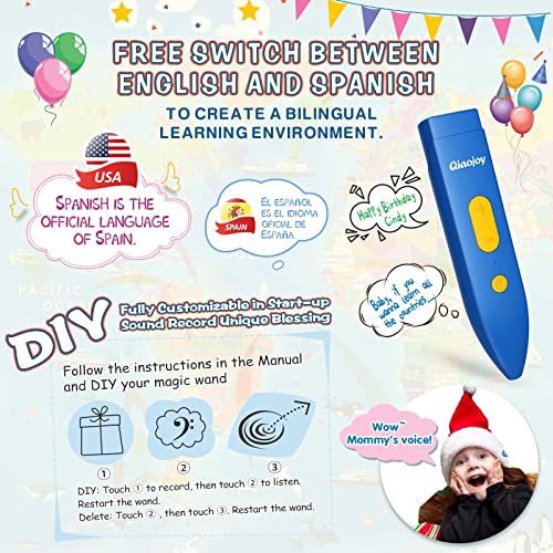 Qiaojoy Bilingual Interactive World Map for Kids Learning and Educational Toys, Talking Electronic Kids World Map i-Poster Geography Games Ages 3 to 12 Years Old, Custom Talking Birthday Gifts Card - style: World Map& Space Poster