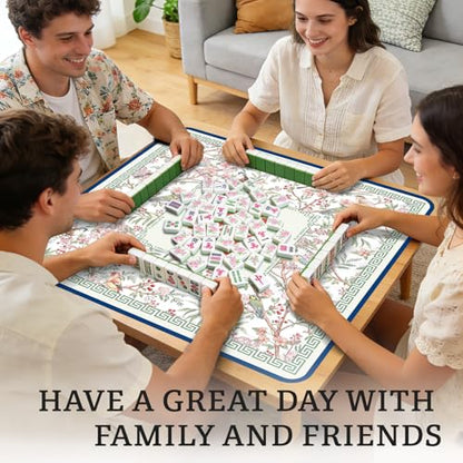 Birds Mahjong Table Mat, Flowers Non-Slip Noise Reduction Mah Jong Mat with Carrying Bag, Game Table Cover for Mahjongs Poker Card, Festival Birthday Gift for Mahjong Lovers, 31x 31In - color: Birdflower