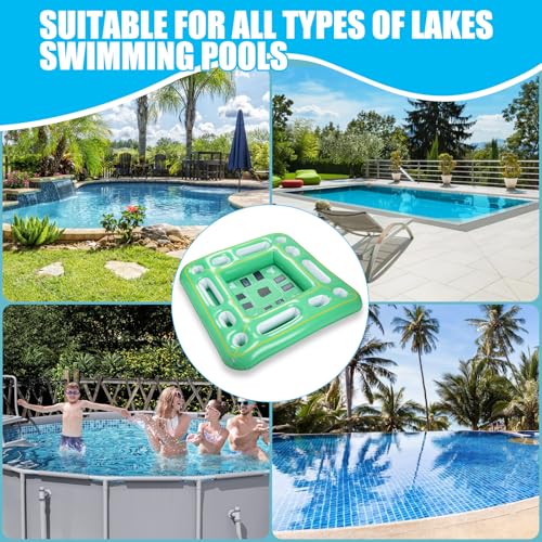 Kaiedos Floating Game Table for Pool - Inflatable Floating Table with Waterproof Playing Cards, 40"x40" Large Pool Float Drinks for Adults, Includes 12 Drink Holders (Green)