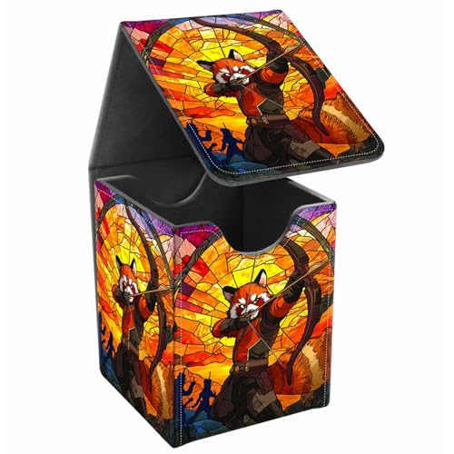Card Deck Box, Card Storage Box Fits 100+ Single Sleeved Cards, Large Capacity PU Leather Card Storage Box with Strong Magnet for Magic Commander TCG/CCG, Fox Hunter - color: Fox Hunter