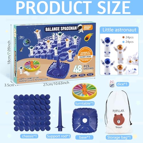 kykake 2 Player Board Games，Balance Game Tree Tabletop Puzzle Game Montessori Toy，Balance Board Game for Birthday Christmas Bulk Astronauts Board Game Board Games for Kids 4,6,8,12（Astronaut） - style: astronaut