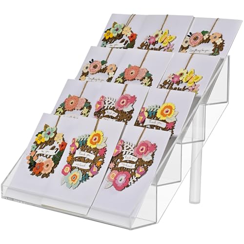 PecMuikee Greeting Card Display, 4 Tiers Clear Acrylic Sticker Display Stand for Vendors Retail, Display Photo Stand for Counter Tabletop Display Supplies, 1 Set - color: 1 Set