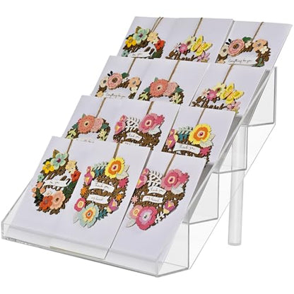 PecMuikee Greeting Card Display, 4 Tiers Clear Acrylic Sticker Display Stand for Vendors Retail, Display Photo Stand for Counter Tabletop Display Supplies, 1 Set - color: 1 Set