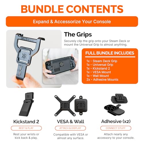Mechanism Deckmate 7-in-1 Bundle | Steam Deck Kickstand, Battery, SSD, VESA & Wall Mounting Kit | Case Friendly Steam Deck Accessories | Mount Anything - color: Steam Deck