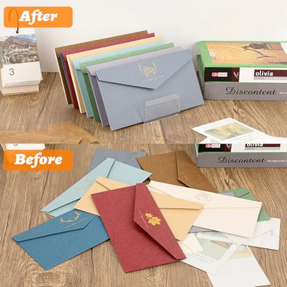 Hipiwe 2 Packs Mail Organizer Plastic Cash Tray for Desk - 7 Slots File Organizer Clear Desktop Bill Divider Holder for Paper Envelope Document Book Money Eyeshadow Makeup Palette