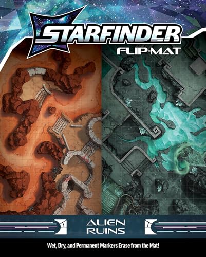 Starfinder Flip-Mat: Alien Ruins, 24x30 | Dual-Sided Battle Mat, Two Alien Archaeological Environments