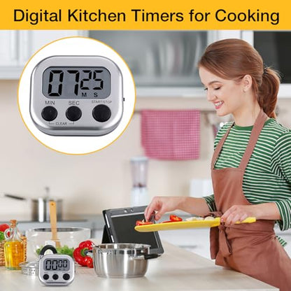 Leumoi 24 Pack Multi-Function Digital Timers with Magnetic Back, Large LCD Display, Loud Alarm, Count up & Countdown, Memory Function for Cooking, Classroom, Study, Exercise & Work(Sliver and Black) - color: Sliver and Black