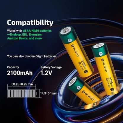 OLIGHT Ostation X Smart 3-in-1 AA Battery Charger with 32 NiMH AA | NiMH AA Batteries 2100mAh, Polarity-Free, App Control, Auto Charge & Storage, Bad Battery Removal, for Homes Offices Schools