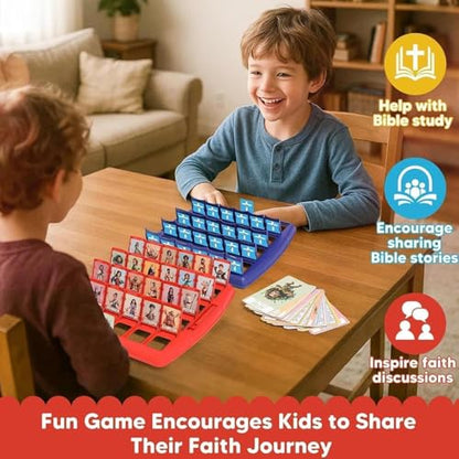 Bible Guesses Who Game, Who Am I Board Games for Family, 24 Holy Characters with Scripture & Life Story Cards, Christian Religious Trivia for Sunday School Youth Group Gift