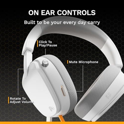 GLORIOUS GHS Eternal - Stereo Gaming Headset for PC, PS5, PS4, Xbox, Switch - Custom Tuned Angled Drivers, Adjustable Crystal Clear Detachable Mic, 3.5mm - Durable, All Day/Night Comfort - White - color: White