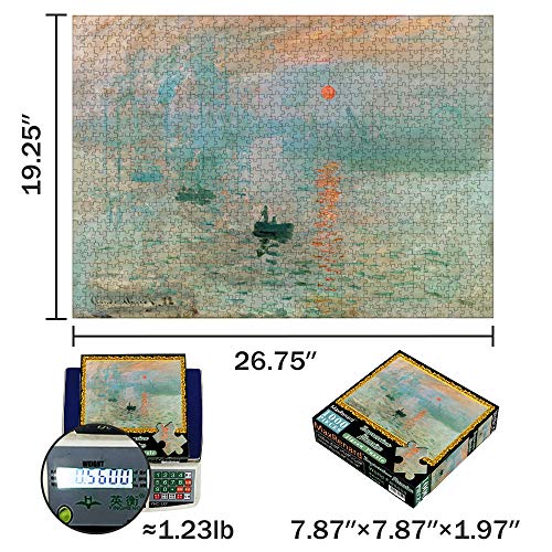 MaxRenard Game 1000 Pieces Jigsaw Puzzle Fine Art Collection Toy Monet Sunrise Impression - color: A004