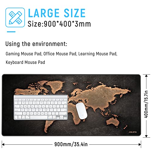 JIALONG Large Gaming Mouse Pad, XXL Desk Mousepad with Stitched Edges, Non-Slip Base Keyboard Pad for Gamer, Office & Home Retro Map - color: Retro Map