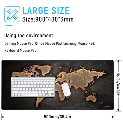 JIALONG Large Gaming Mouse Pad, XXL Desk Mousepad with Stitched Edges, Non-Slip Base Keyboard Pad for Gamer, Office & Home Retro Map - color: Retro Map