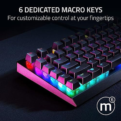 Razer BlackWidow V4 X Mechanical Gaming Keyboard, Yellow Switches, Black | Linear & Silent Switches, 6 Dedicated Macro Keys, Chroma RGB, Doubleshot ABS Keycaps, Roller & Media Controls, Snap Tap - color: Black