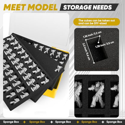 Miniature Storage Carrying Figure Case - 120 Slot Figurine Minature Carrying Case with 3 Foam Layer for Miniatures Compatible with 40k, DND & More (Yellow) - color: Yellow
