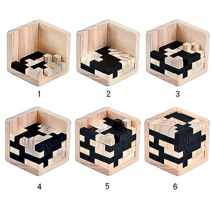 Wooden Brain Teaser Puzzles Cube Stocking Stuffers Wooden Puzzles T-shaped Jigsaw Logic Puzzle Educational Games Toy for Kids and Adults by AHYUAN (Black and Natural) - color: Black and Natural