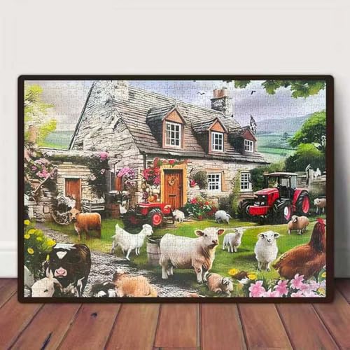 Farm Animal 1000 Piece Puzzle for Adults,Puzzles for Adults 1000 Pieces,Hard Difficult and Challenging Mosaic Jigsaw Puzzles Toy Games 1000Pieces 27.5 X 19.7inch - color: Farm Animal