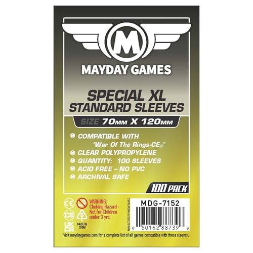 MayDay Games Tarot Card Sleeves 70x120mm - 100 Standard Clear Protectors, Perfect Fit Board Game Card Sleeves, 40 Micron, 100 Per Pack - MDG-7152