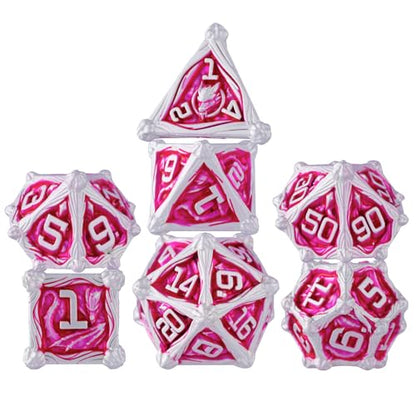 Surpass DND Metal dice Set MTG dice Set Role Playing Polyhedral Dice Dungeon DND Dragon dice - color: Pink